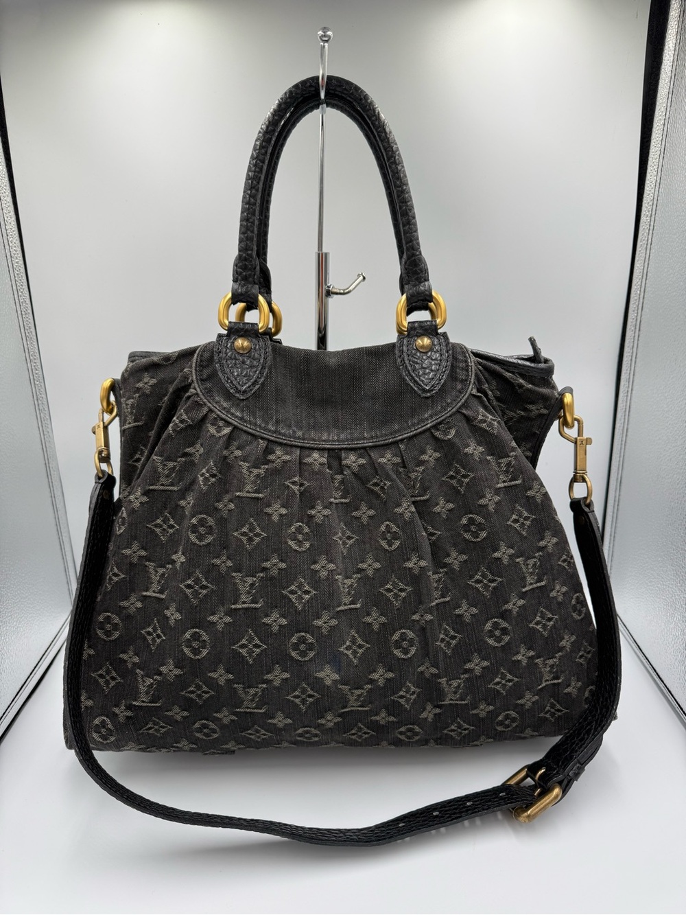 Louis Vuitton Black Monogram Denim Neo Cabby Tote with Detachable CB Strap